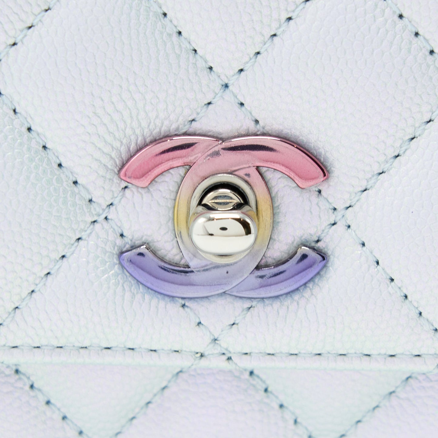 Chanel Small Coco Handle ombré Iridescent light Blue Multicolour Hardware (Microchip)