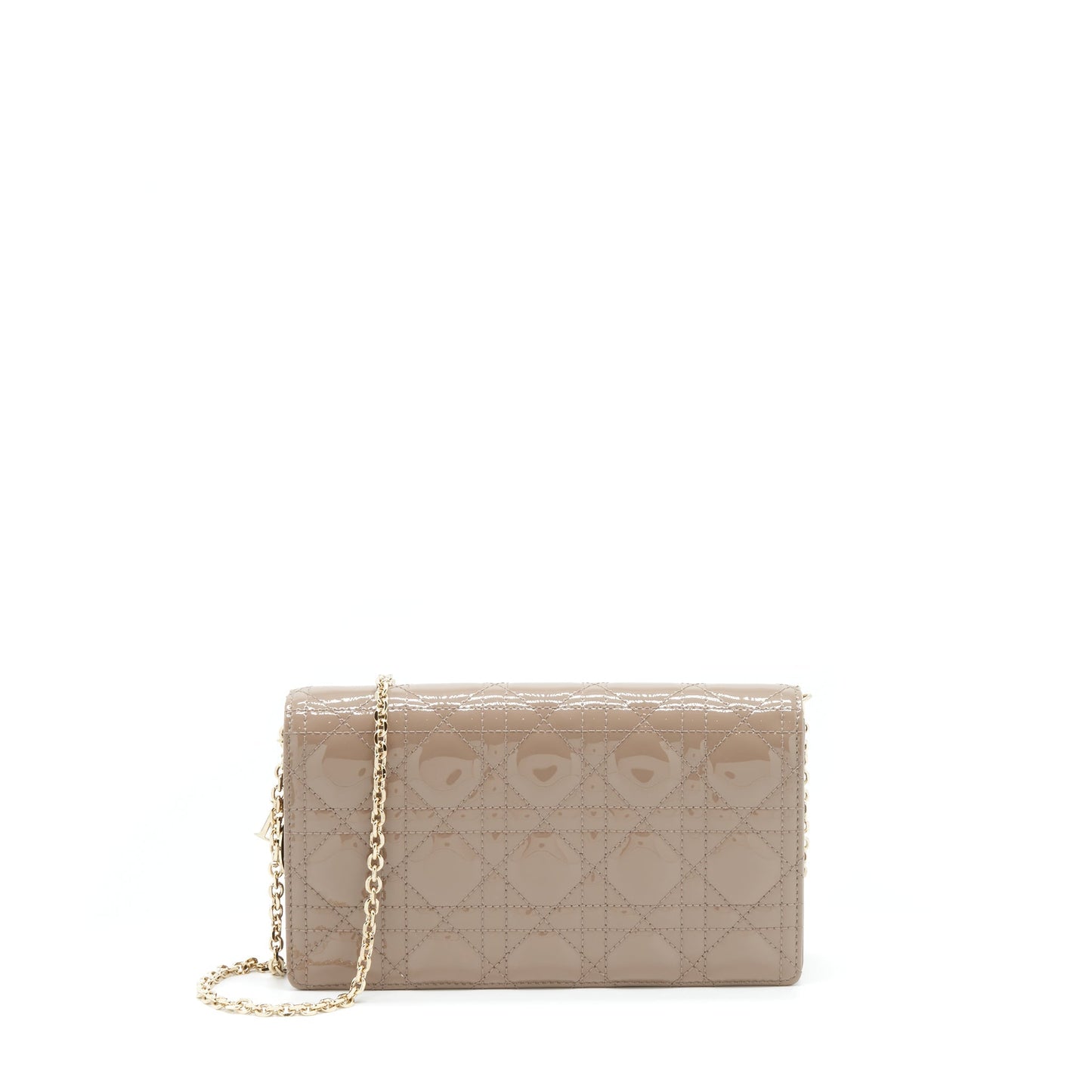 Luxury Dior Lady Luxury Dior Pouch Patent Calfskin Warm Taupe LGHW