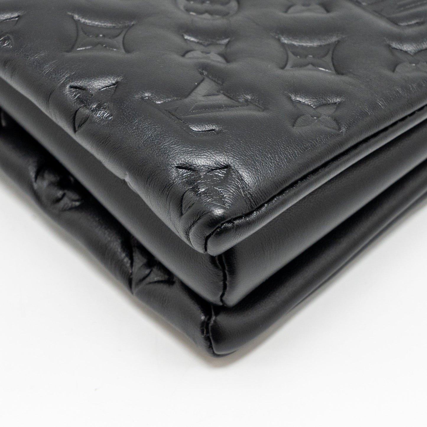 Louis Vuitton Coussin MM Monogram-embossed Puffy Lambskin Black GHW