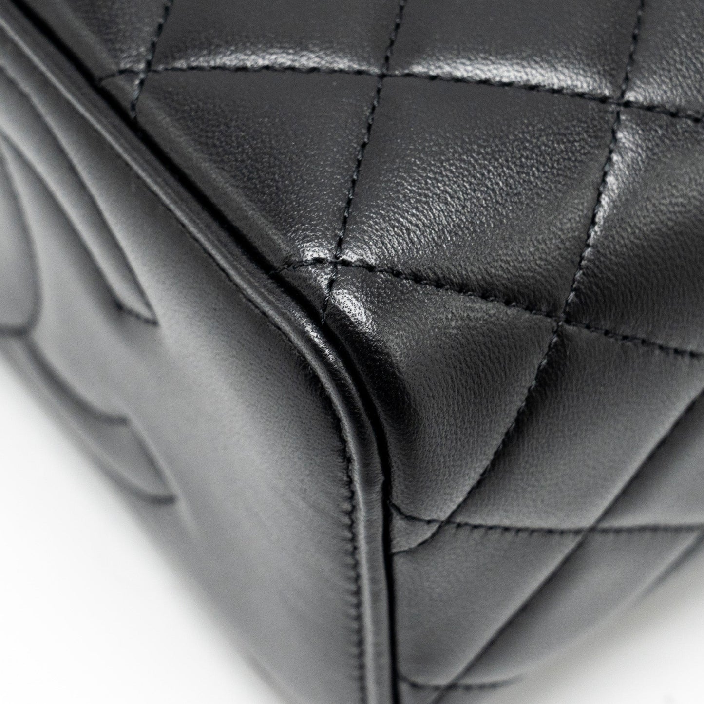 Chanel Top Handle Long Vanity Case Lambskin Black LGHW (Microchip)