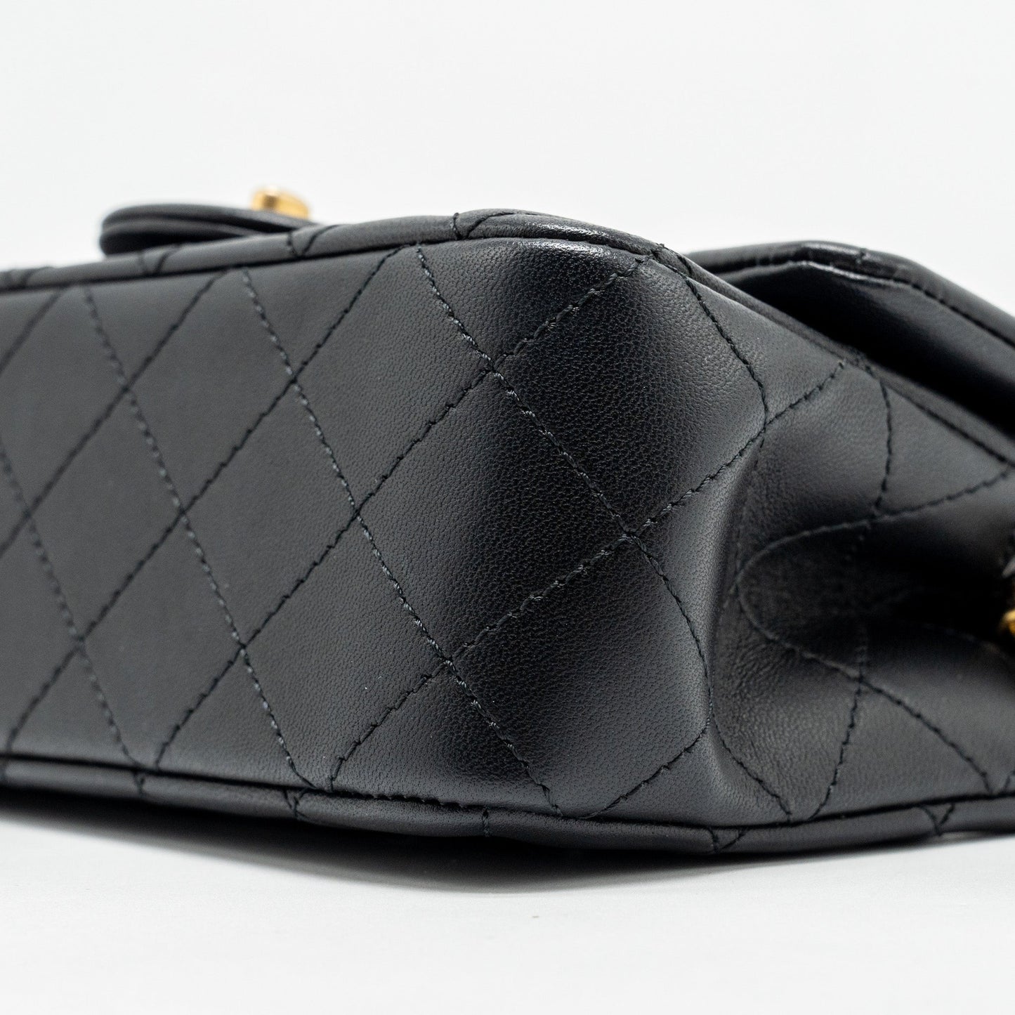 Chanel Pearl Crush Mini Rectangular Flap Bag Lambskin Black GHW (microchip)