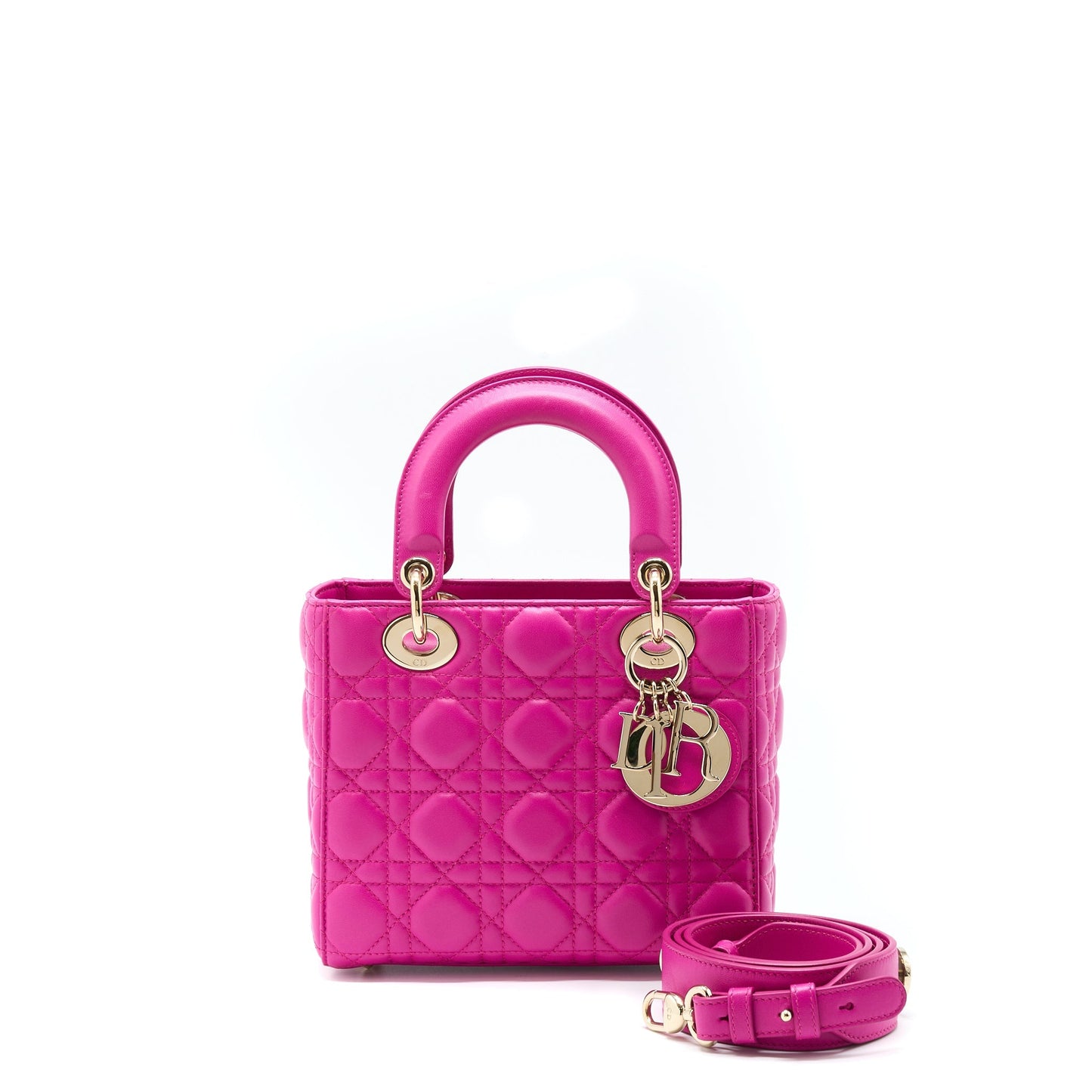 Luxury Dior Small Lady Luxury Dior Lambskin Pink GHW