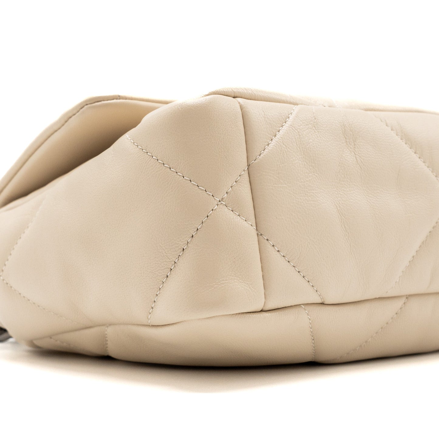 Chanel small 19 bag goatskin light beige multicolour hardware