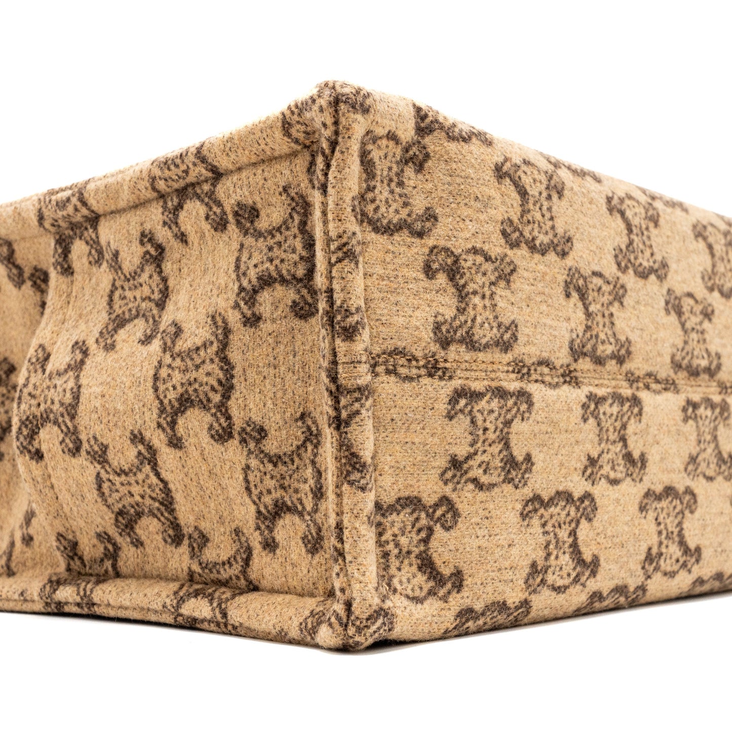 Celine Large Cabas Thais Triomphe Printed Wool/Calfskin Wool/Calfskin Brown
