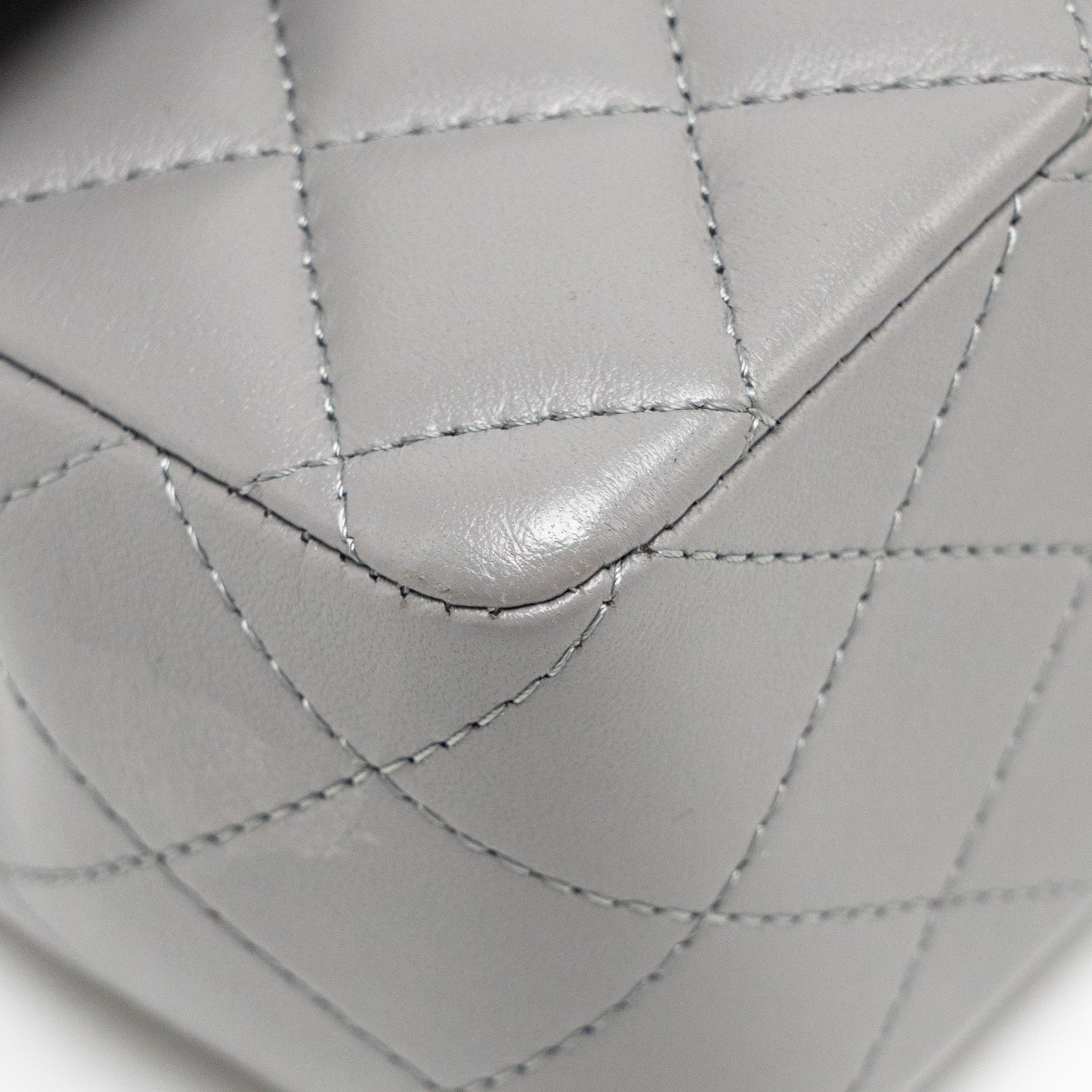 Chanel 22k Metal Top Handle Mini Rectangular Flap Bag Lambskin Grey GHW (Microchip)