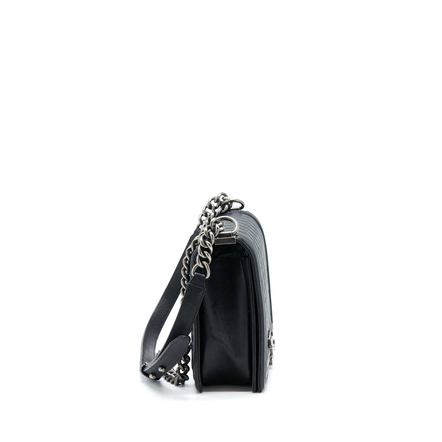 Chanel New Medium 28cm Boy Bag Caviar Black Ruthenium SHW