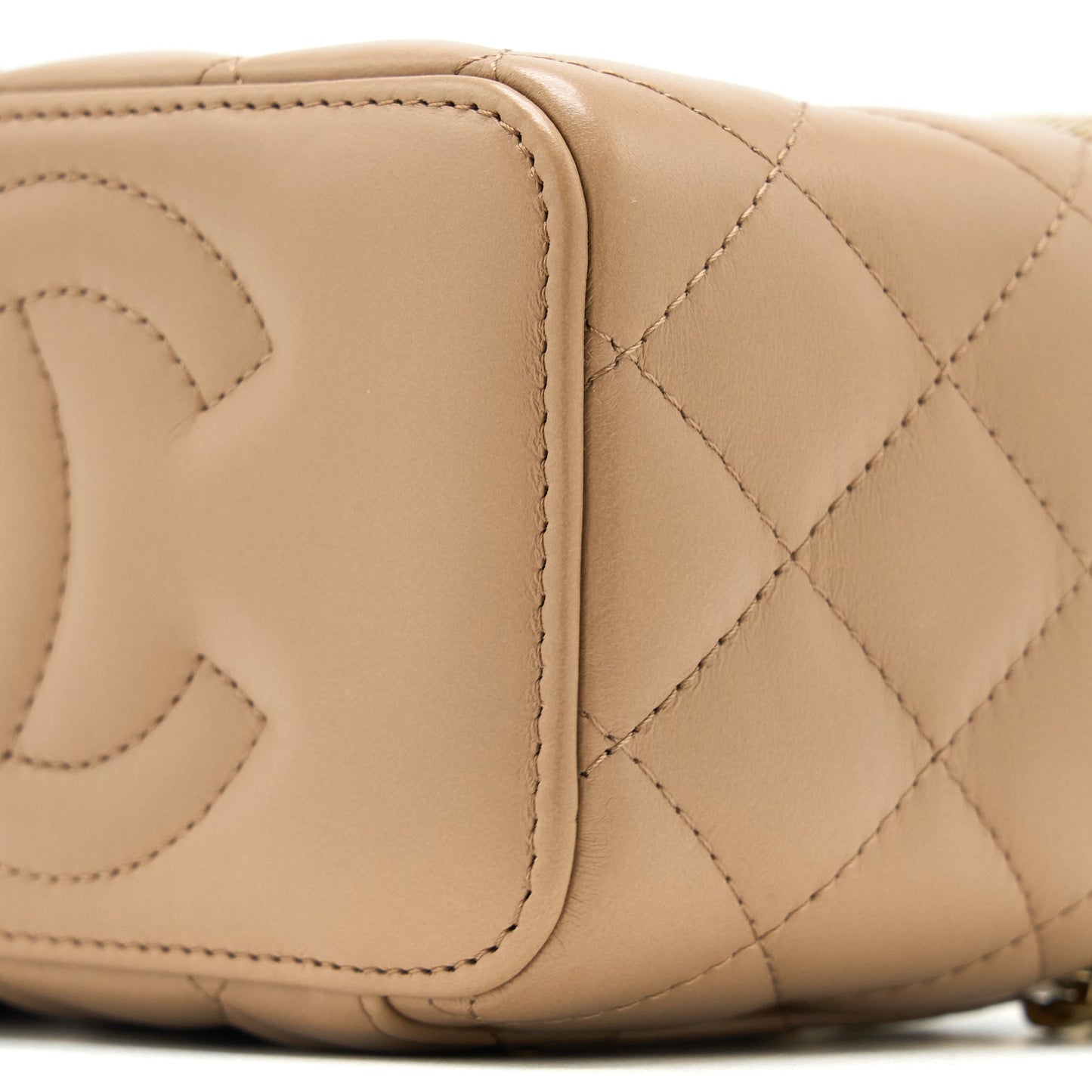 Chanel 22K Gold Pillar Adjustable Chain Long Vanity Lambskin Beige Brushed GHW (Microchip)