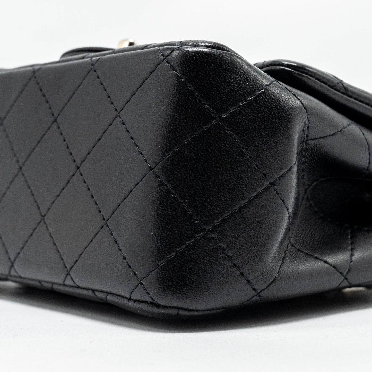 Chanel Mini Square Flap bag Lambskin Black LGHW (Microchip)