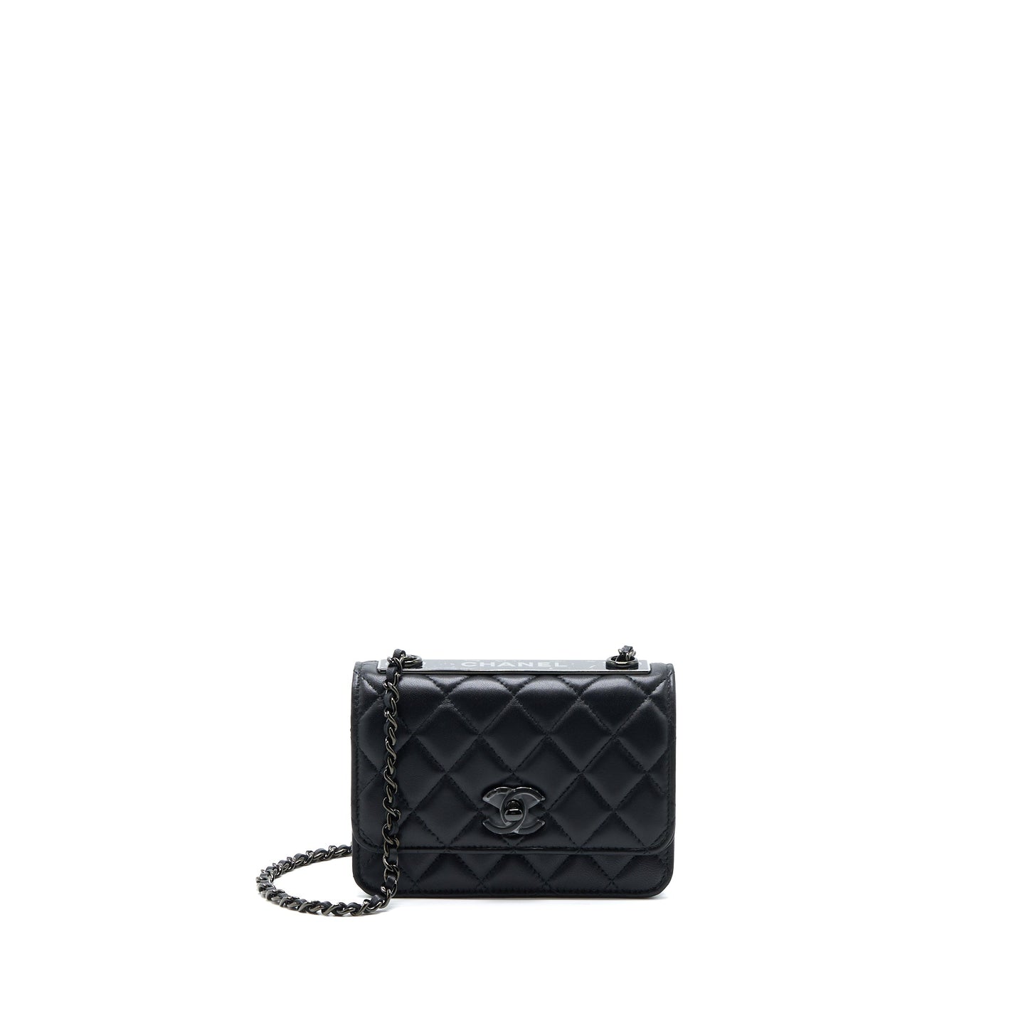 Chanel Square Trendy CC Wallet On Chain Lambskin So Black