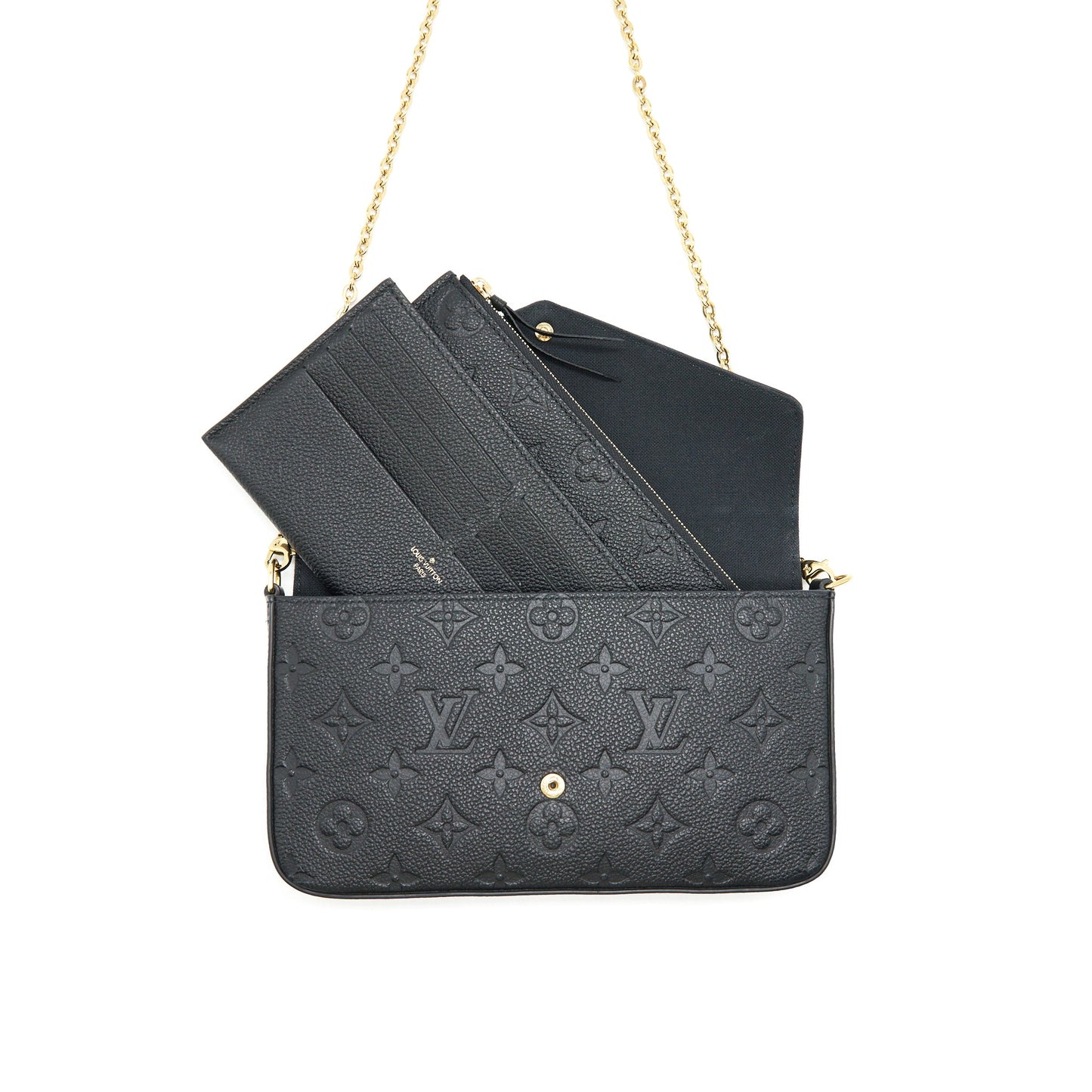 LOUIS VUITTON Felicie Pochette Monogram Empreinte Leather Black