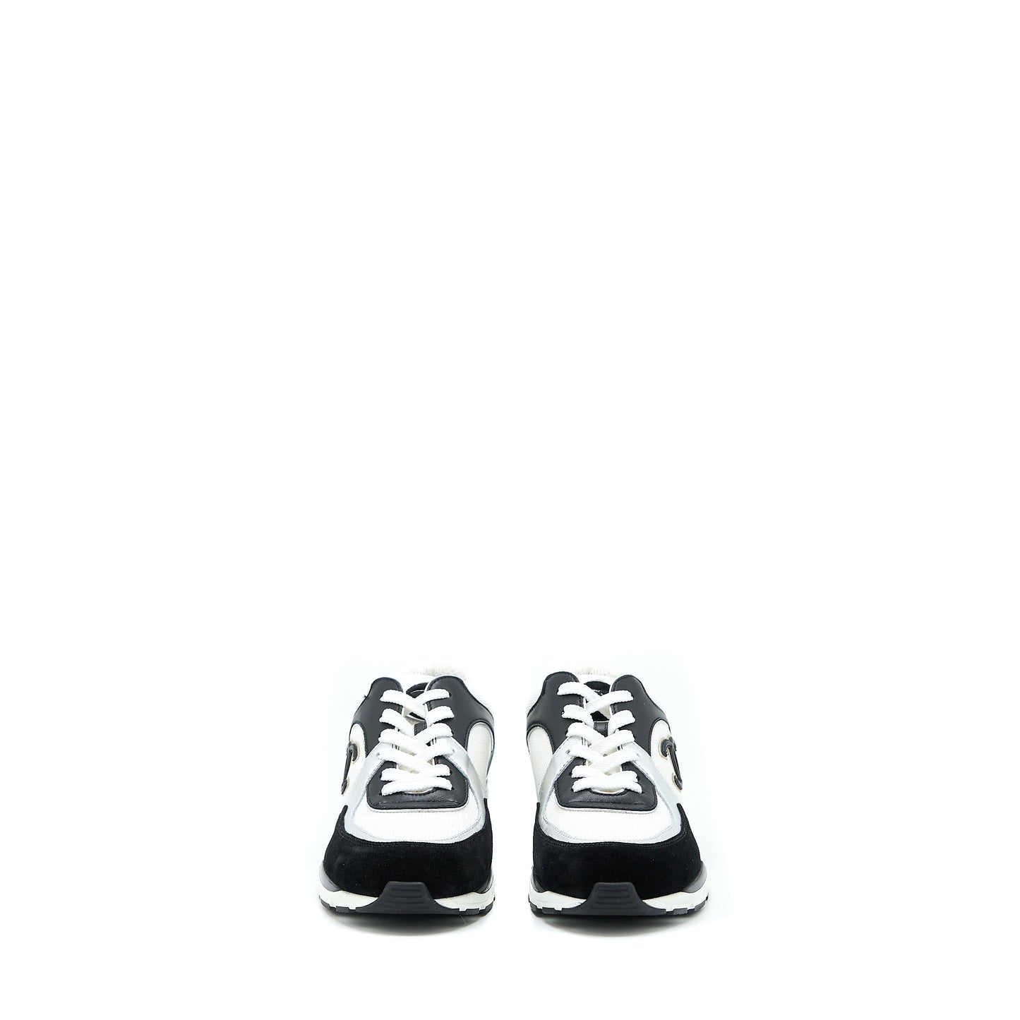 Chanel Size 39 Trainers Suede Black/White/Silver