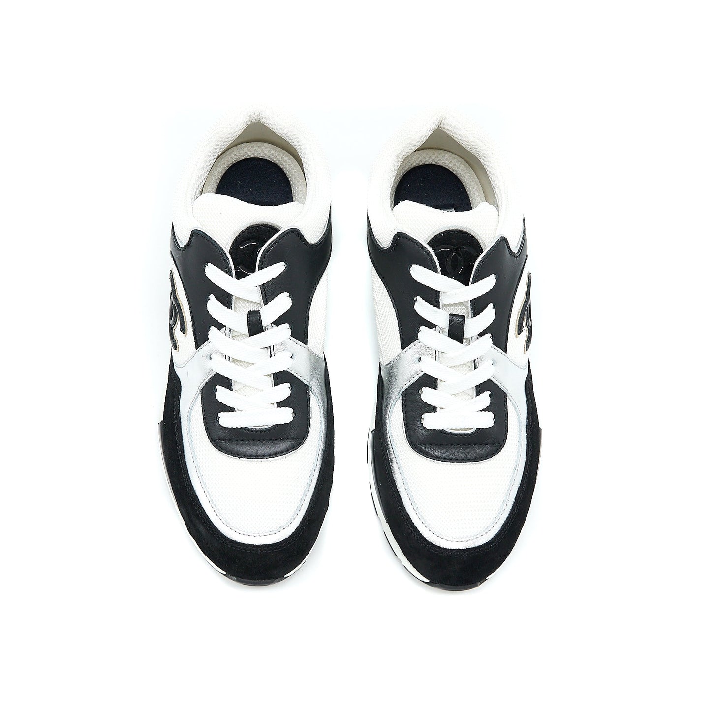 Chanel Size 39 Trainers Suede Black/White/Silver