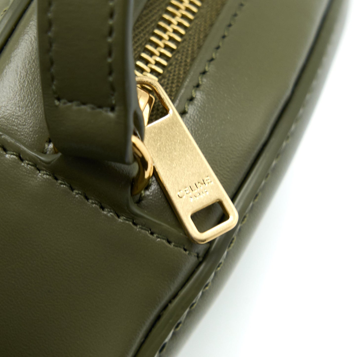 Celine Crossbody Oval Purse Calfskin Olive Green GHW
