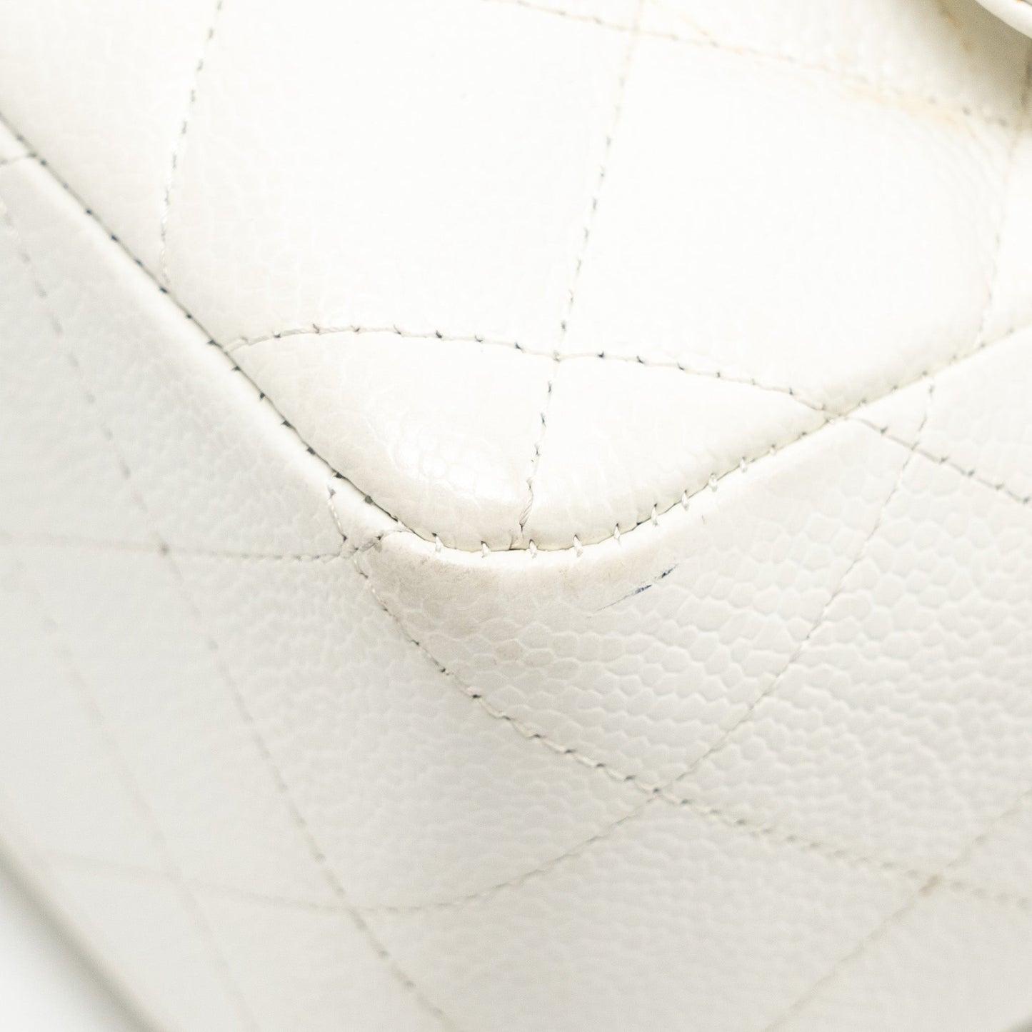 Chanel Jumbo Classic Single Flap Bag Caviar White SHW