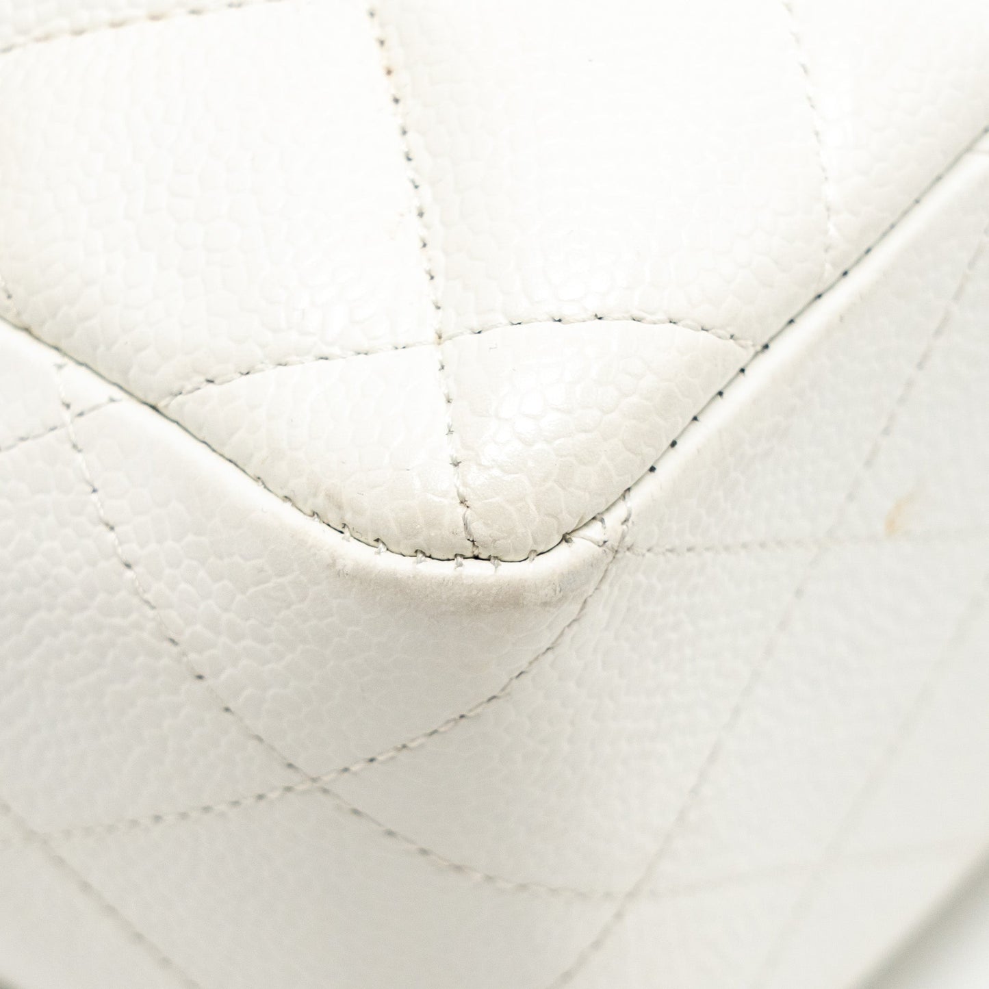 Chanel Jumbo Classic Single Flap Bag Caviar White SHW