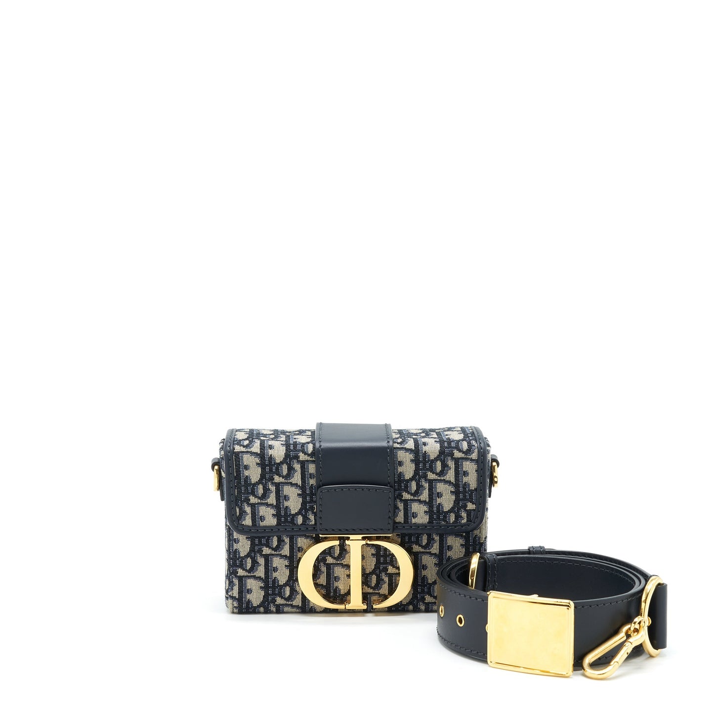 Luxury Dior Montaigne Mini Box Bag Blue Oblique GHW