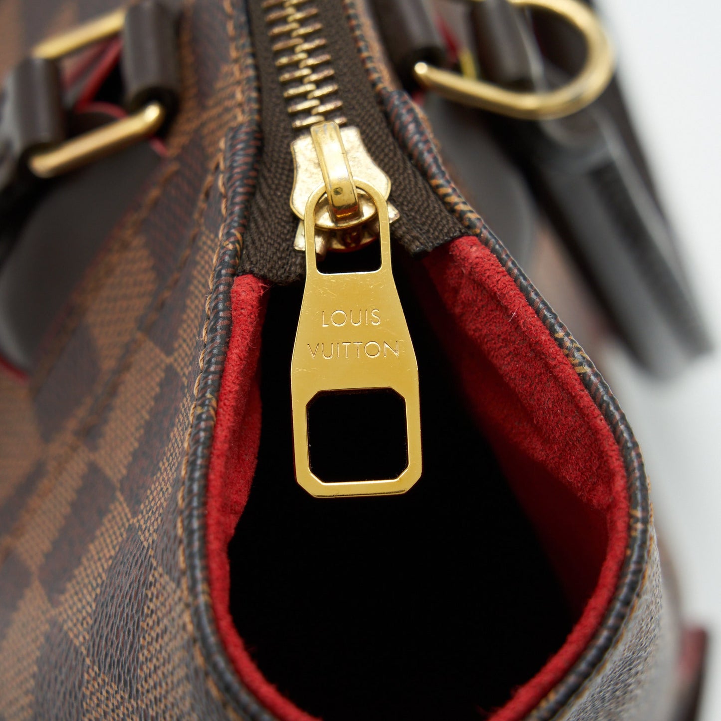 Louis Vuitton Top Handle Tote Bag With Strap Damier Ebene/Red GHW
