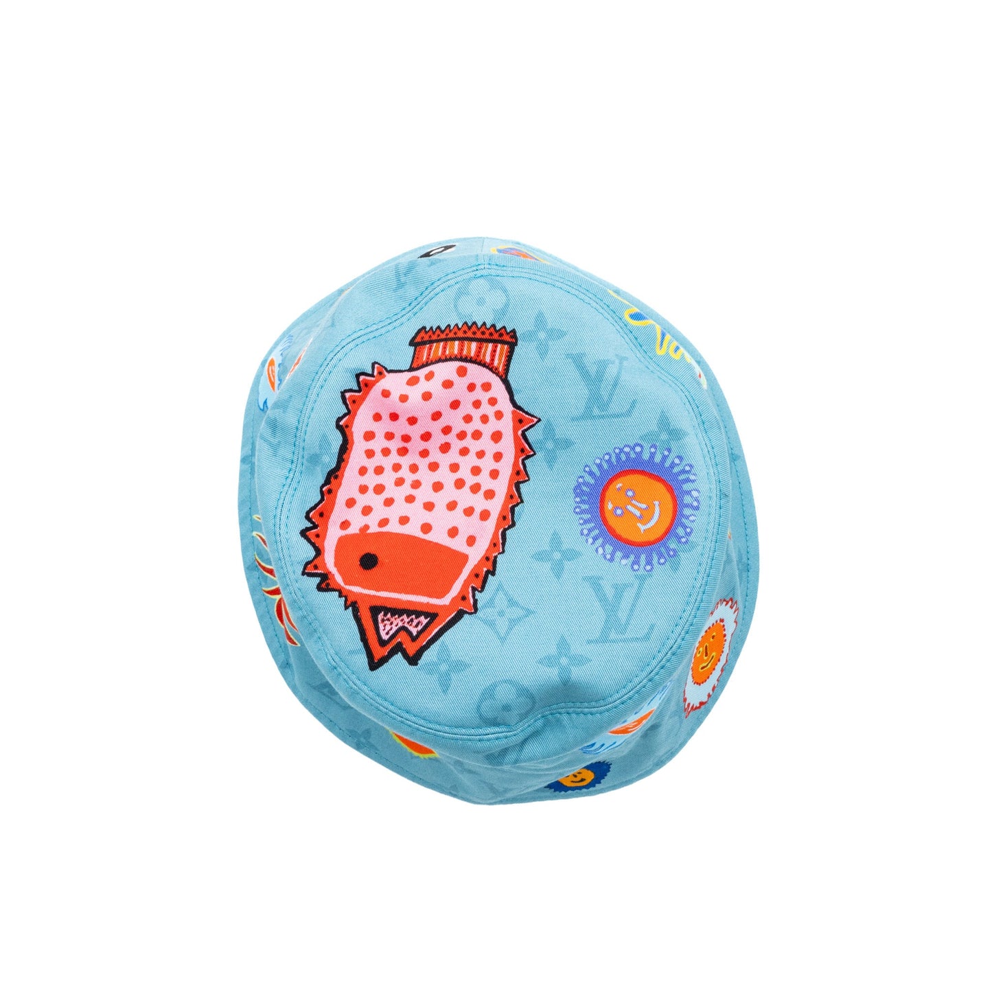 Louis Vuitton Size L Yayoi Kusama Reversible Faces Bucket Hat blue/multicolour