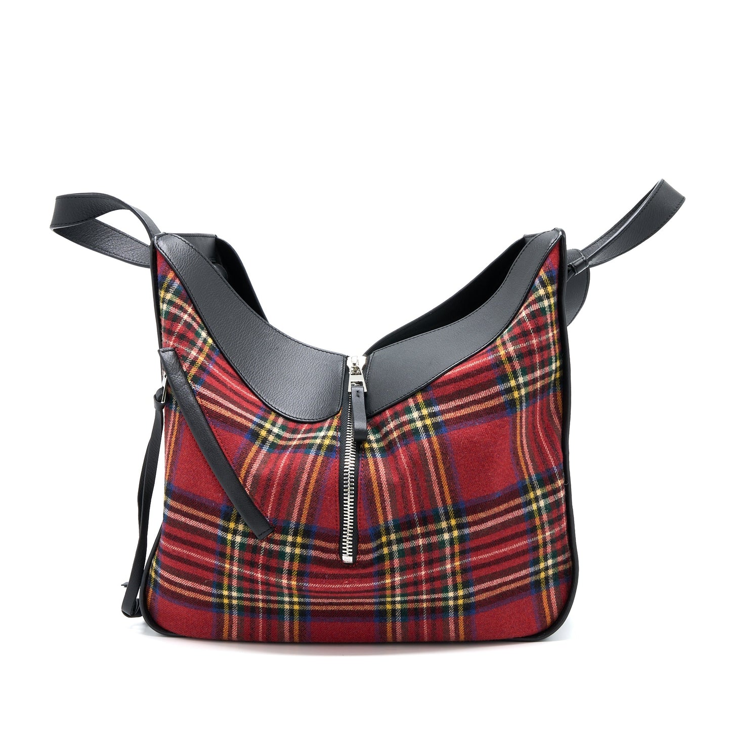 Loewe Hammock Tartan Bag Black/Red Tartan Calf/Textile SHW