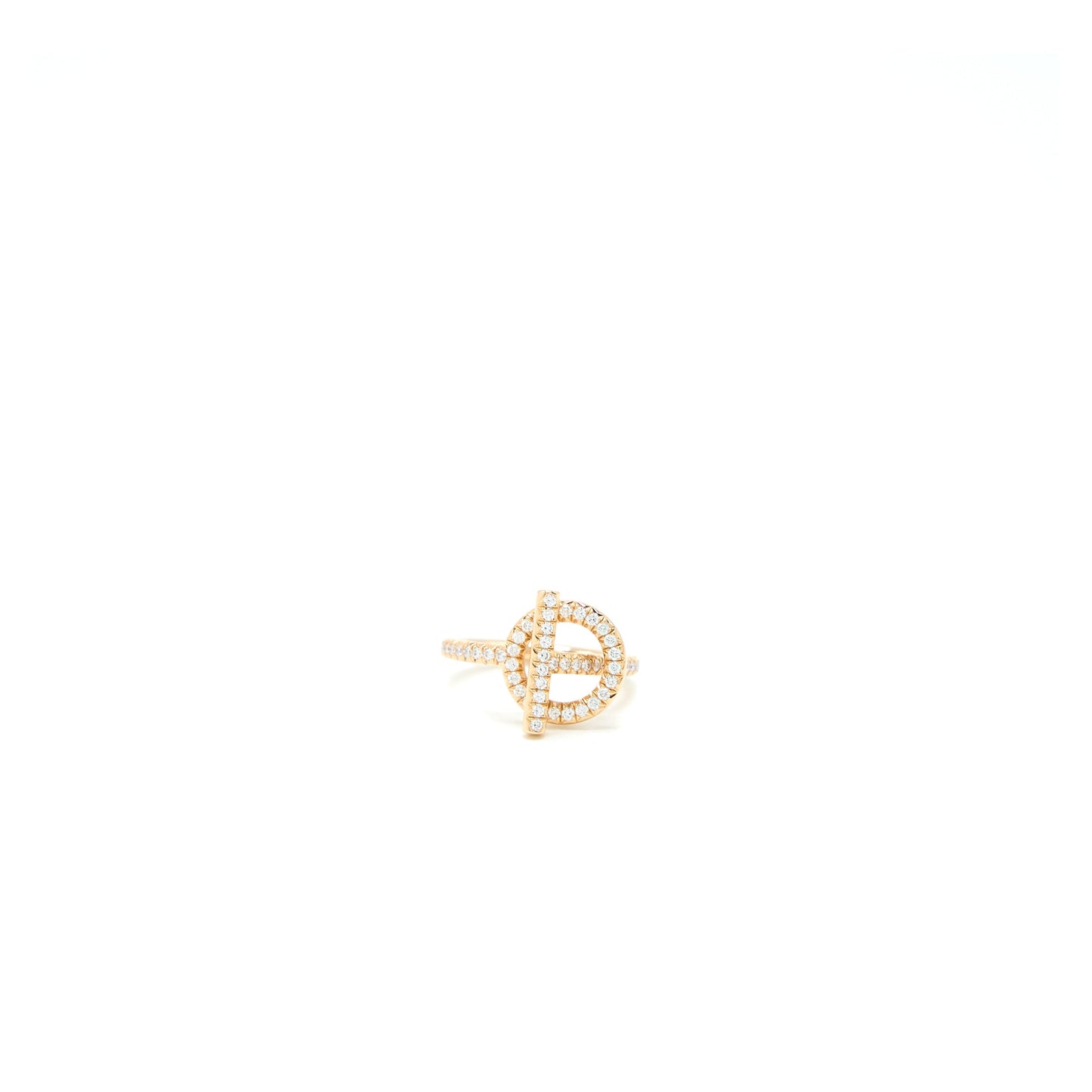 Hernes Size 50 Echappee Ring Small Model Rose Gold with Diamonds