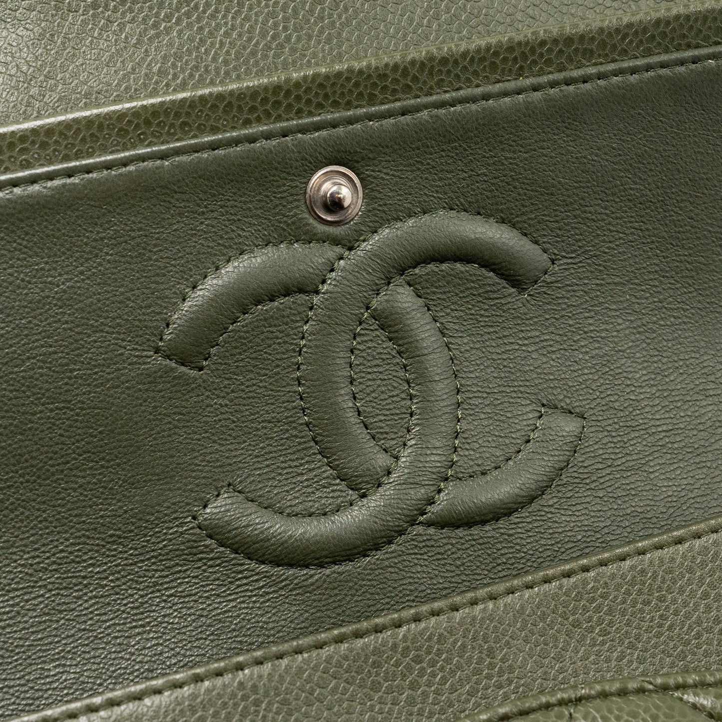Chanel Medium Classic Double Flap Bag Caviar Olive Green SHW