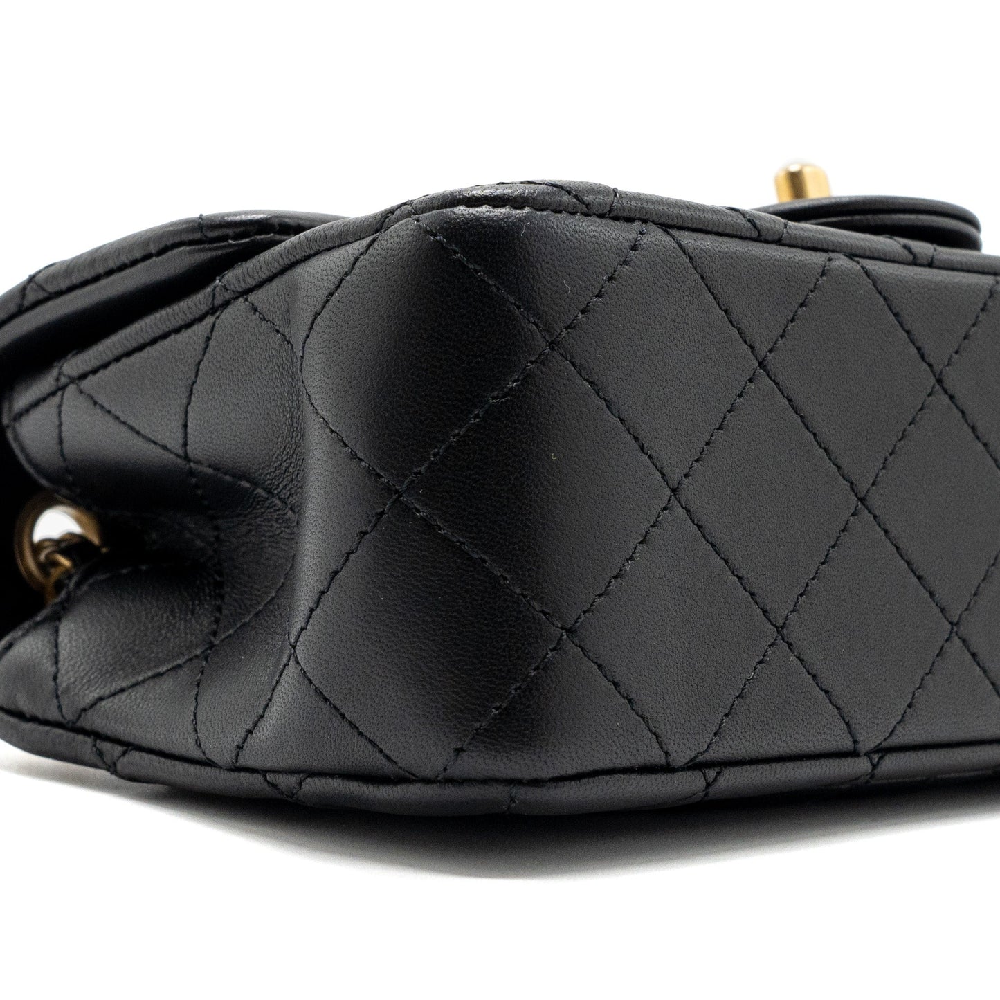 Chanel 23k Pearl Crush Mini Rectangular Flap Bag Lambskin Black GHW (microchip)