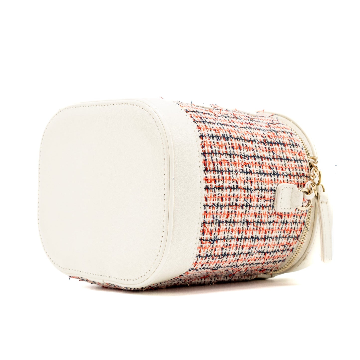 Chanel top handle vanity case with chain tweed multicolour white LGHW
