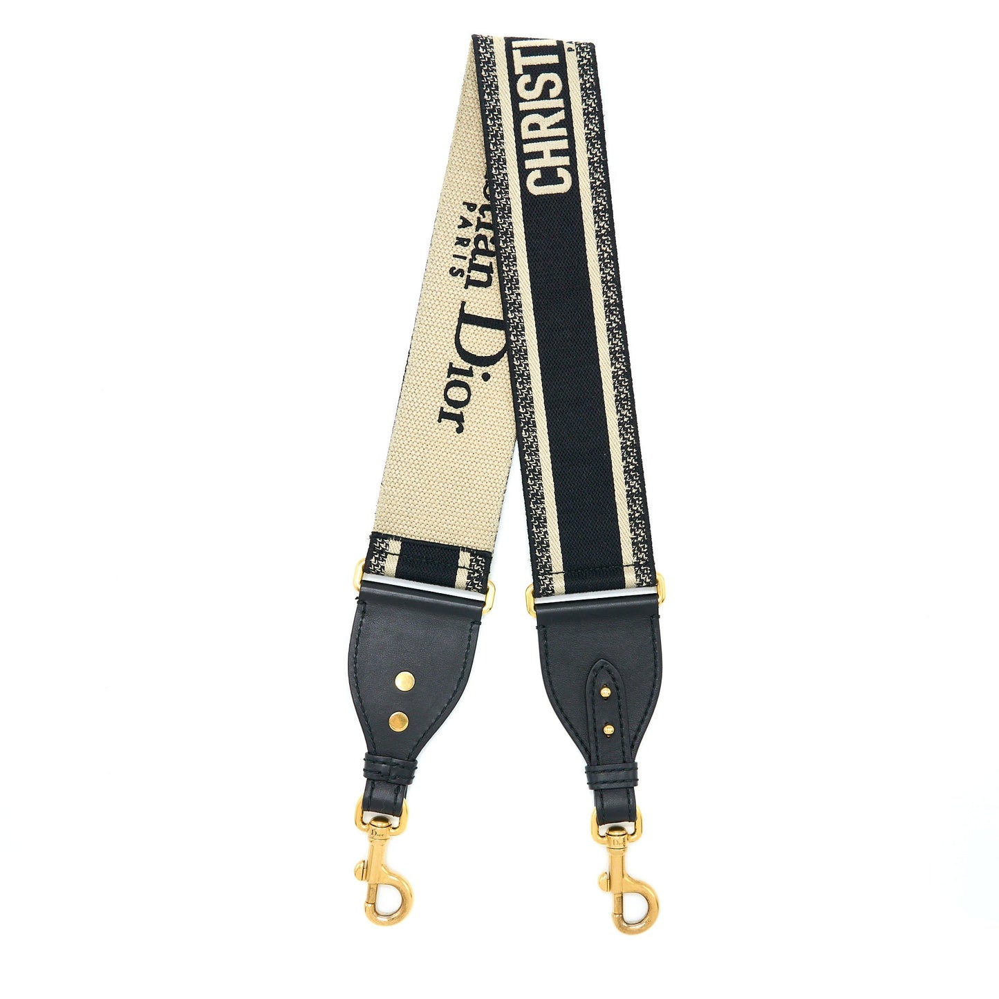 Luxury Dior Canvas Embroidered Shoulder Strap Black/White SHW