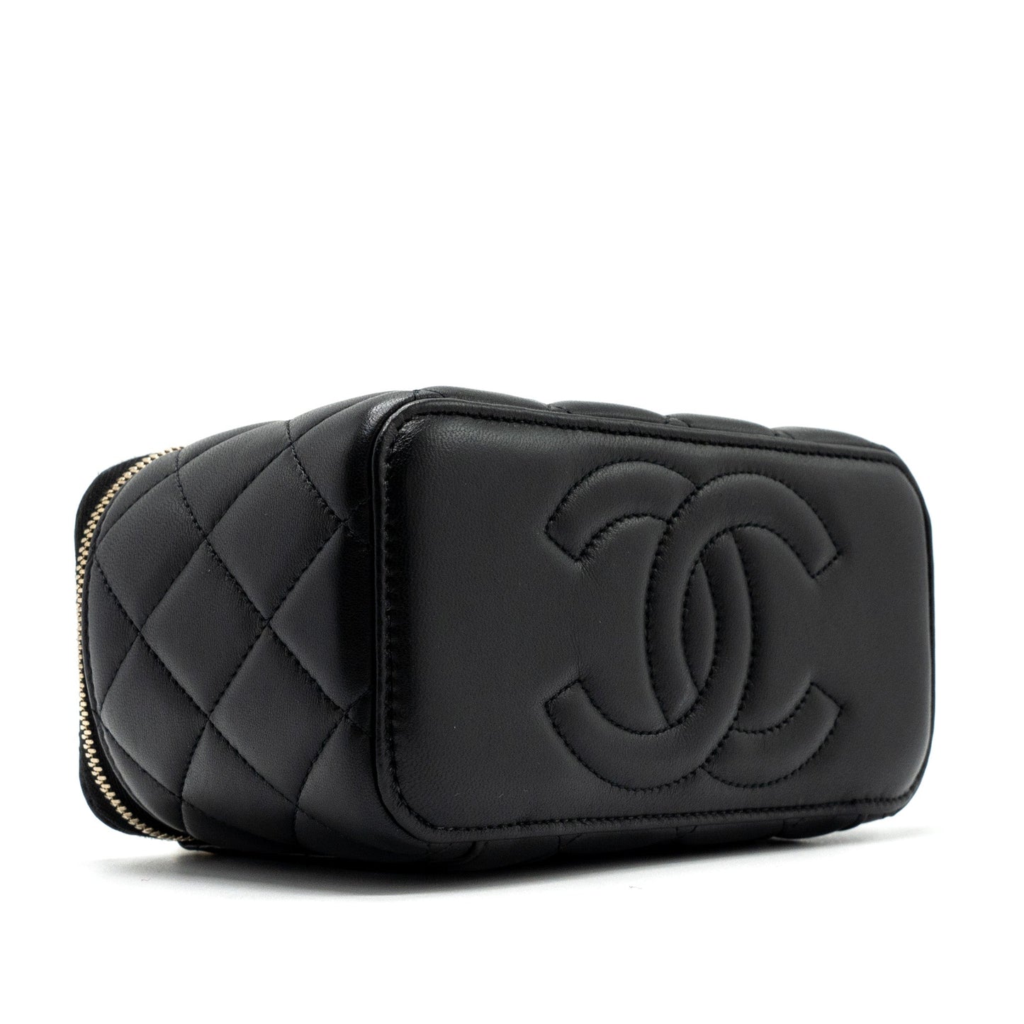 Chanel Top Handle Long Vanity Lambskin Black GHW (microchip)