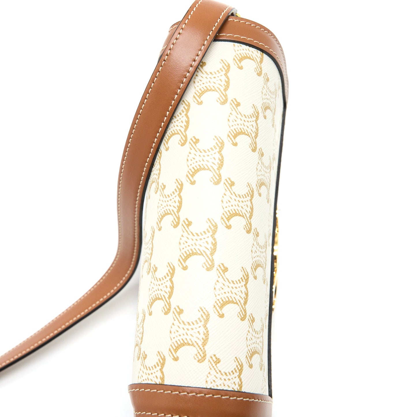 Celine Teen Triomphe Bag Triomphe Canvas/Calfskin White GHW