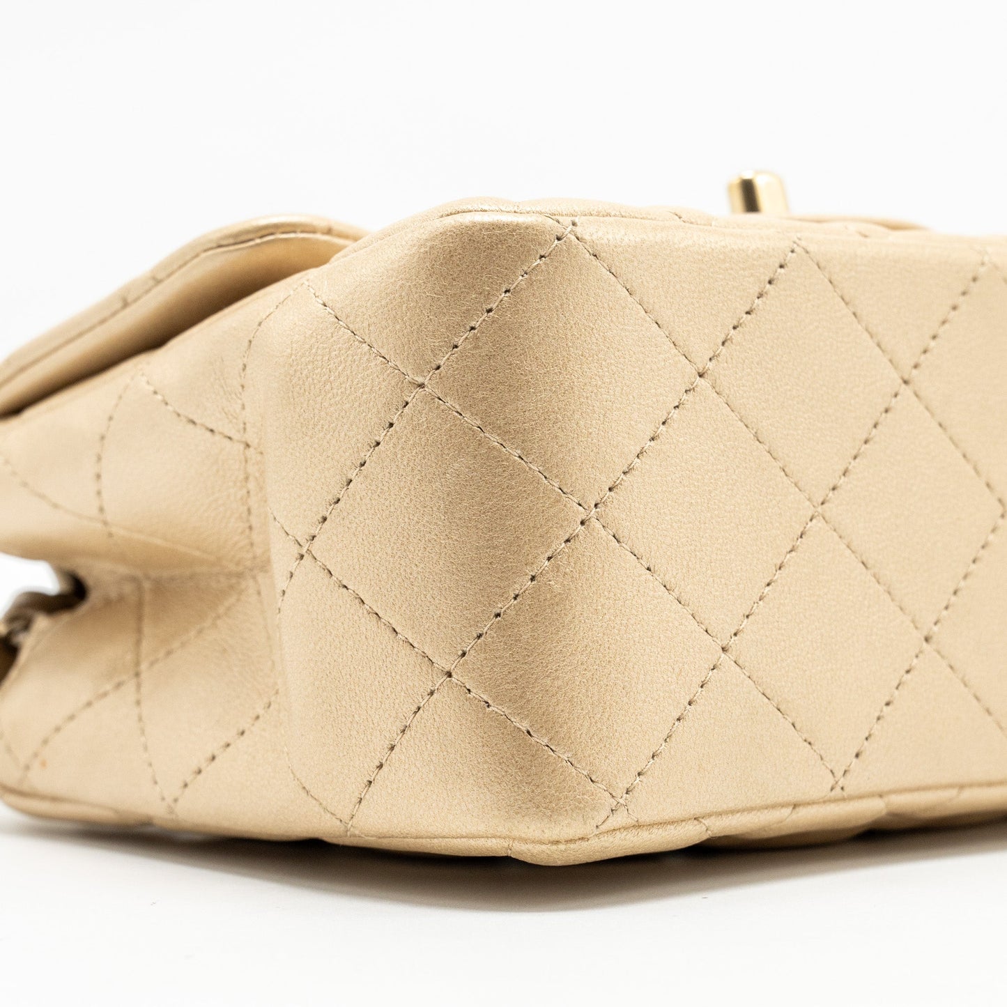 Chanel mini square flap bag lambskin gold GHW