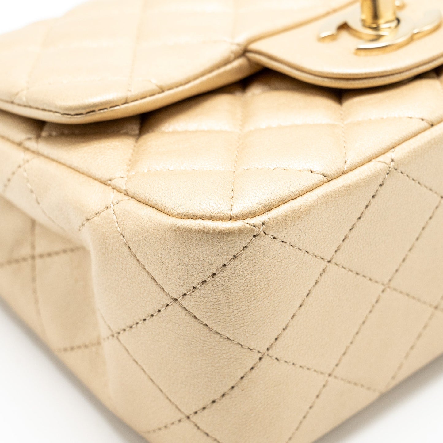 Chanel mini square flap bag lambskin gold GHW
