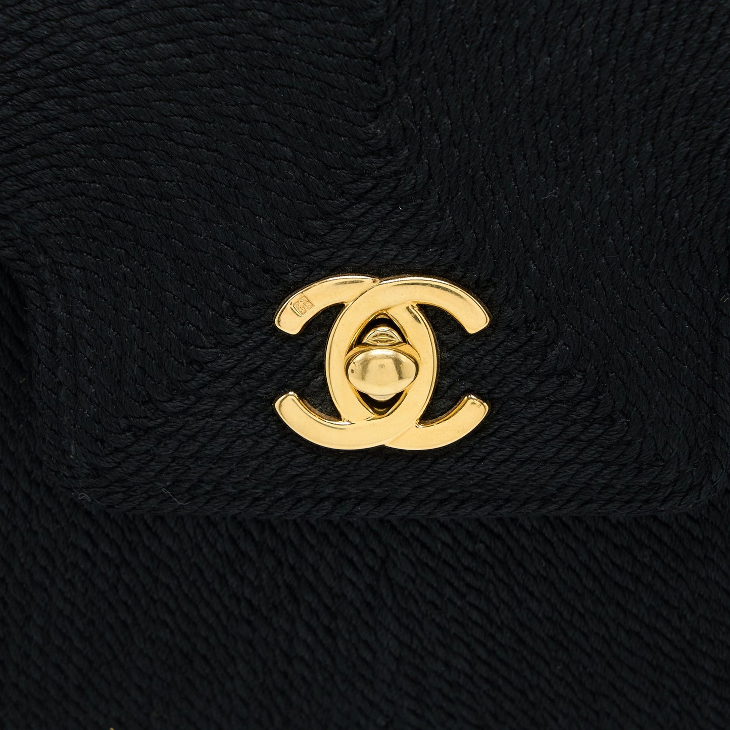 Chanel Vintage Top Handle Flap Bag Woven Silk Black GHW