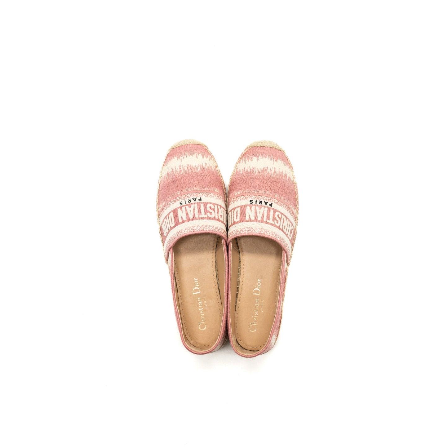 Luxury Dior Size 37.5 Granville Espadrille Fabric Pink