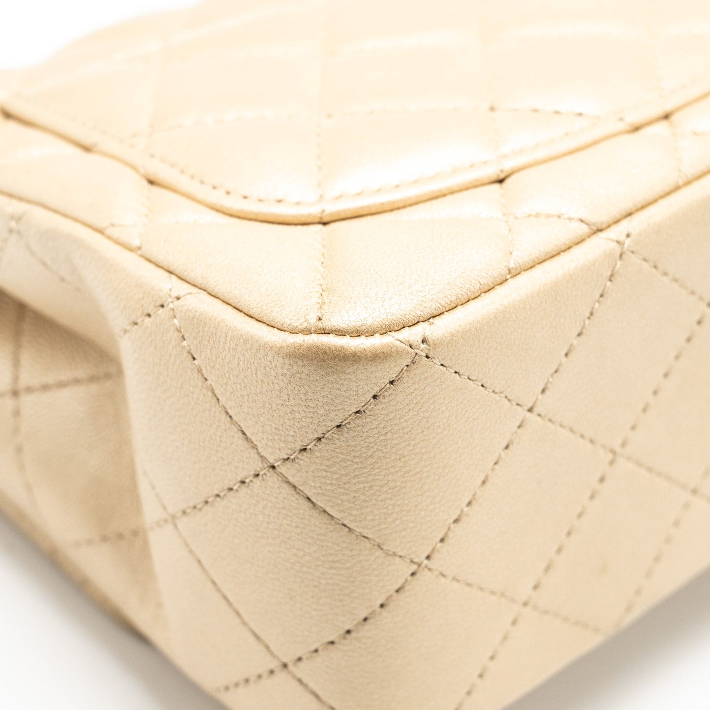 Chanel mini square flap bag lambskin gold GHW