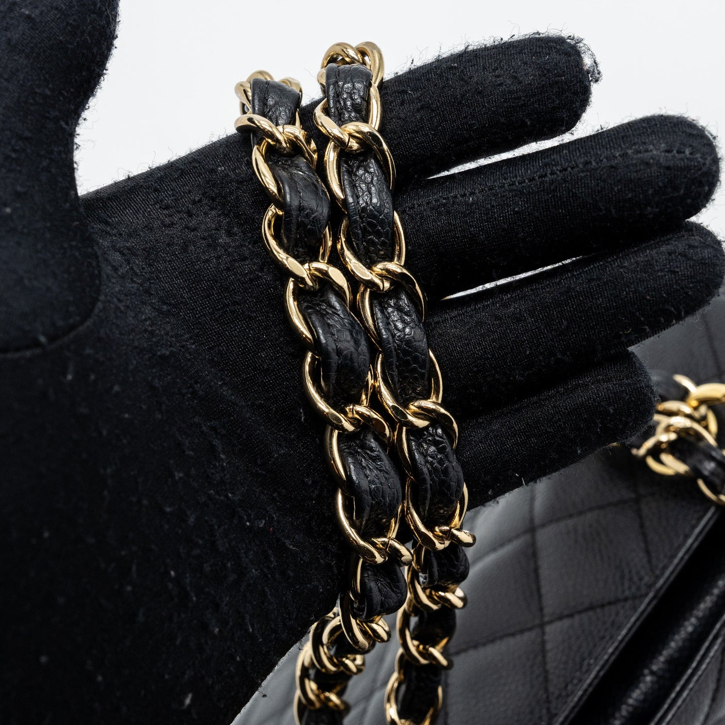 Chanel CC logo small shopping tote bag caviar black GHW