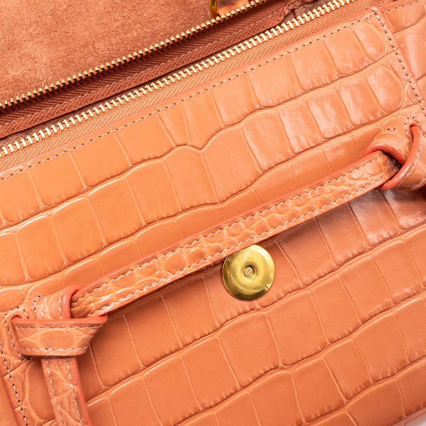 Celine Nano Belt Bag Croc embossed calfskin Lychee pink GHW
