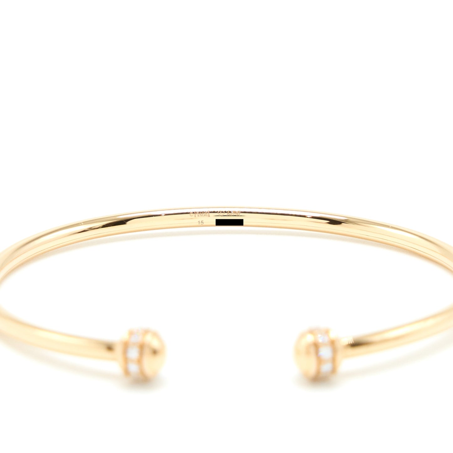 Piaget Size 15 Possession Open Bangle Bracelet 18K Rose Gold with Diamonds