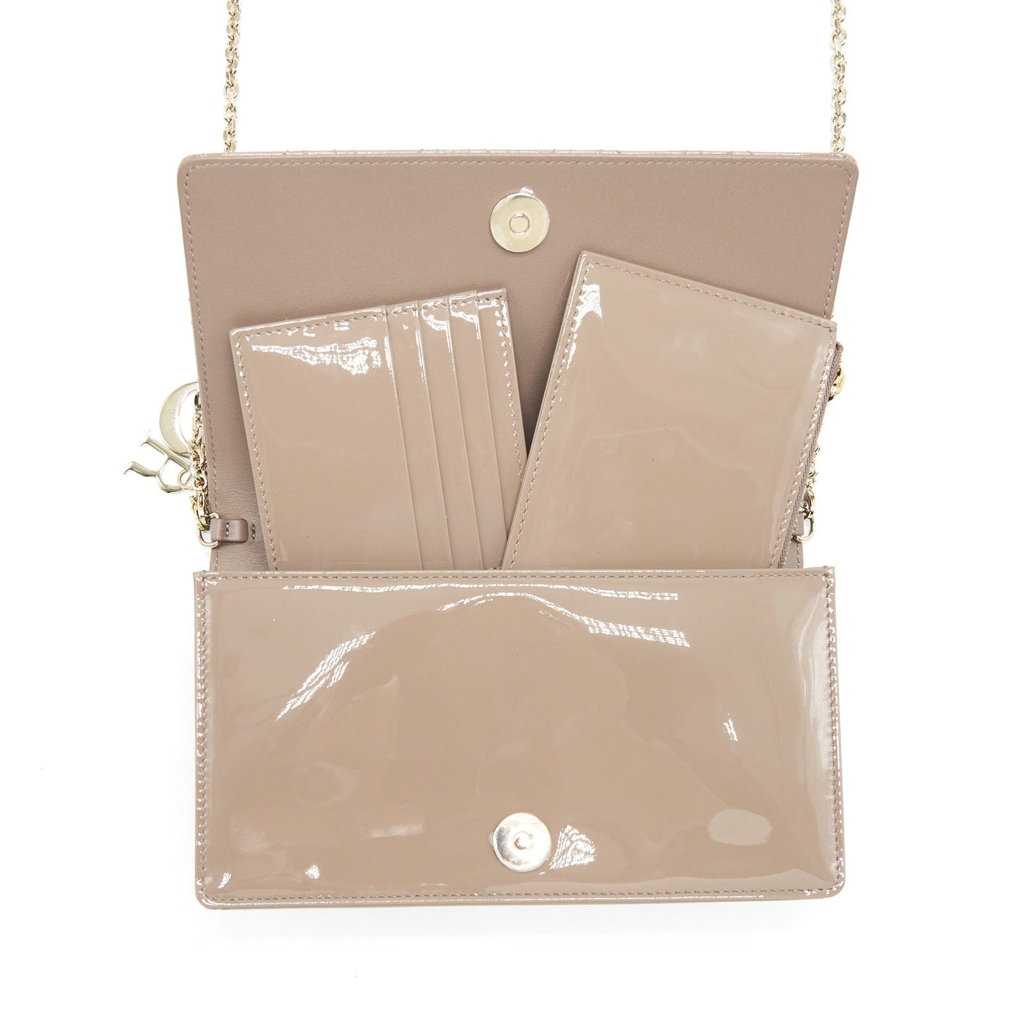 Luxury Dior Lady Luxury Dior Pouch Patent Calfskin Warm Taupe LGHW
