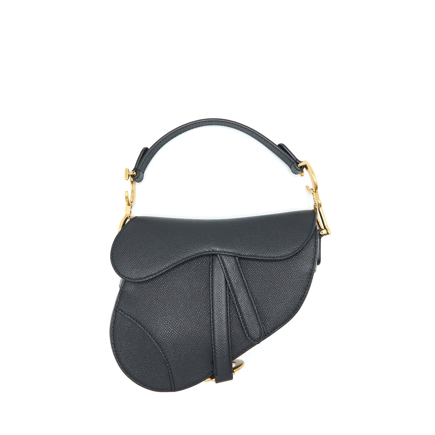 Luxury Dior Mini Saddle Bag Grained Calfskin Black GHW