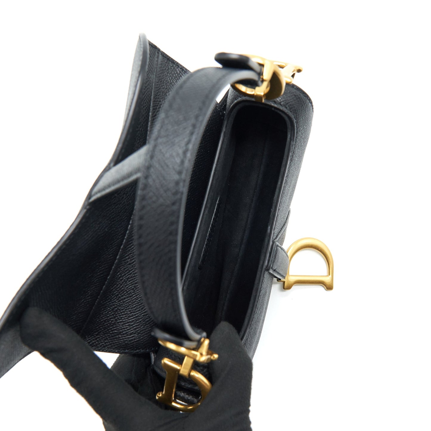 Luxury Dior Mini Saddle Bag Grained Calfskin Black GHW