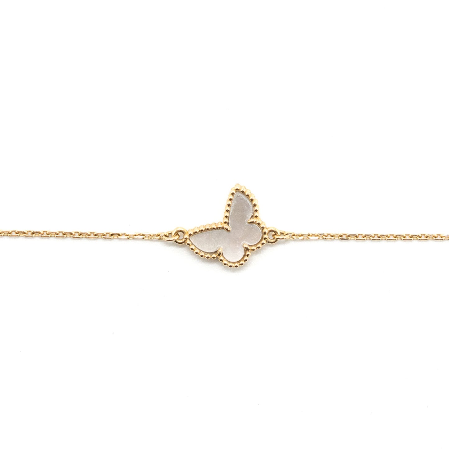 Van Cleef & Arpels Sweet Alhambra Butterfly Bracelet Mother Of Pearl Yellow Gold