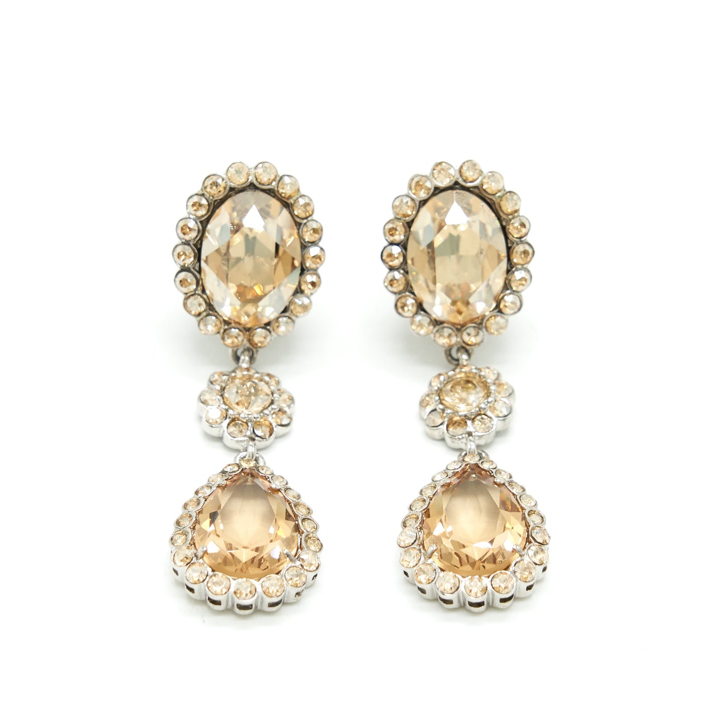 MIU MIU CRYSTAL EARRINGS BEIGE