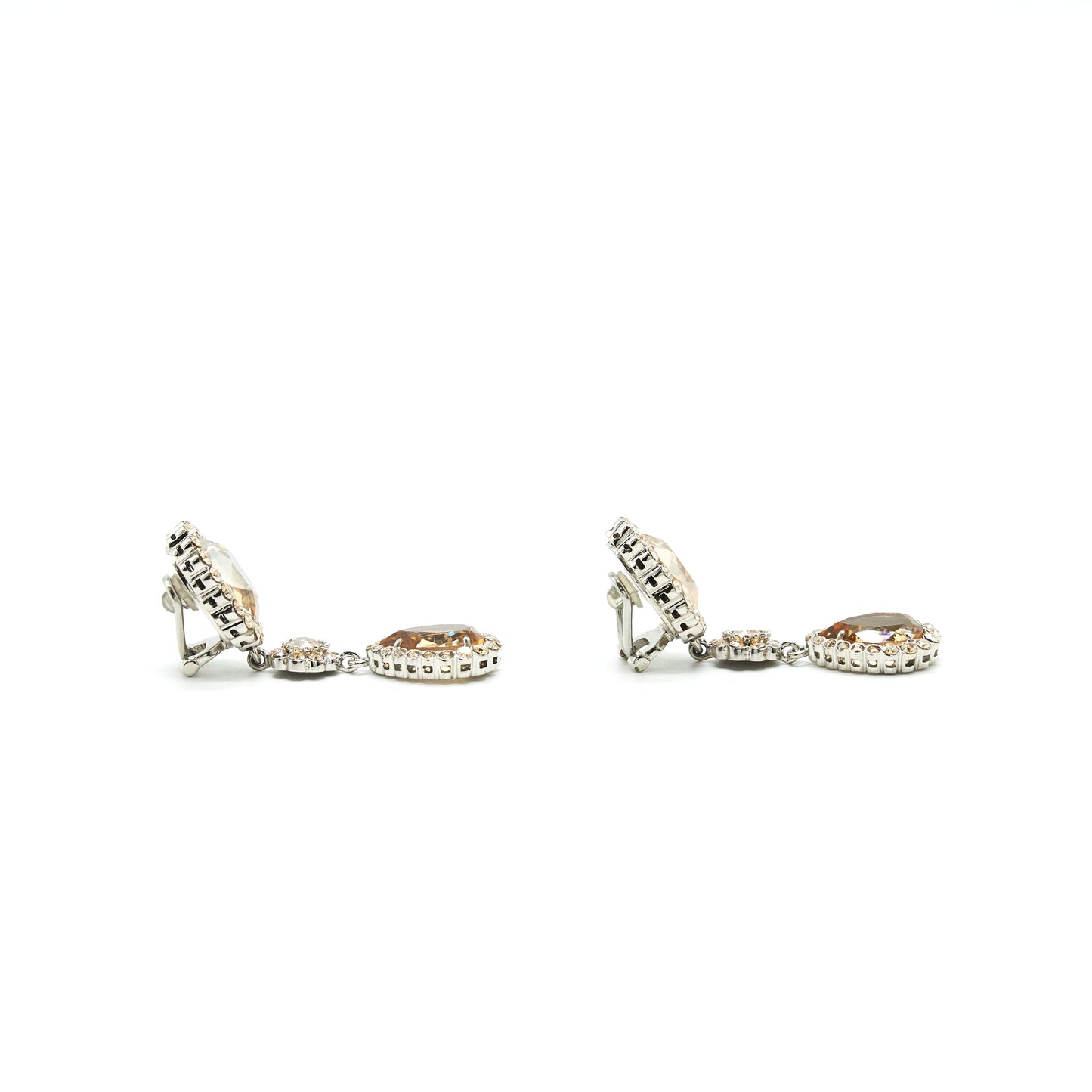 MIU MIU CRYSTAL EARRINGS BEIGE