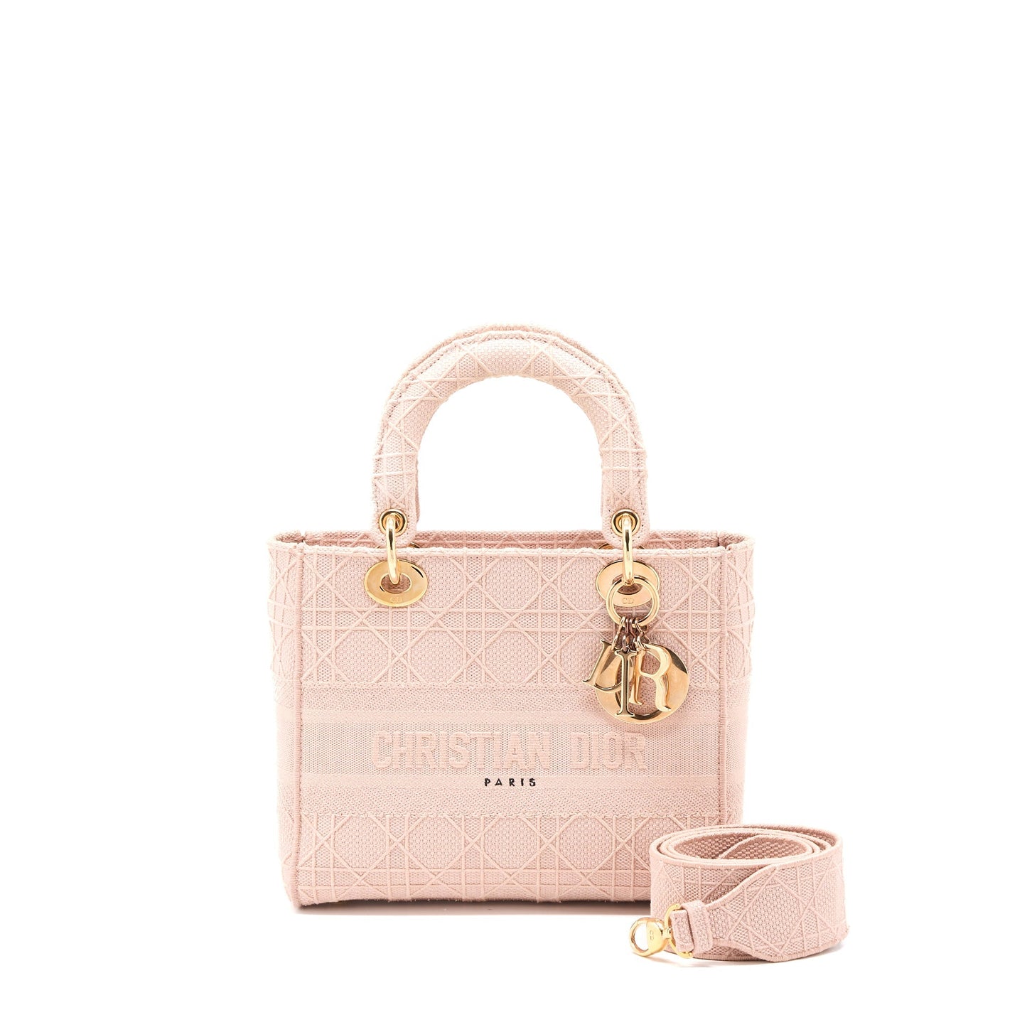 Luxury Dior Lady Medium Lady D-Lite Bag Cannage Embroidery Rosewood Pink Hardware