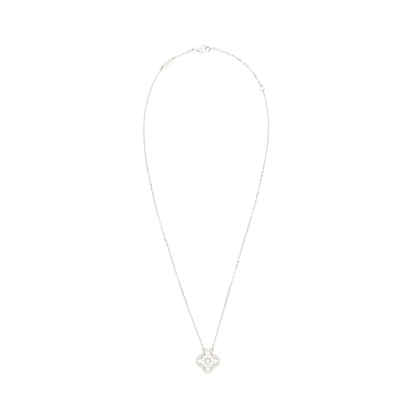 Van Cleef and Arpels Vintage Alhambra Pendant White Gold with dimond