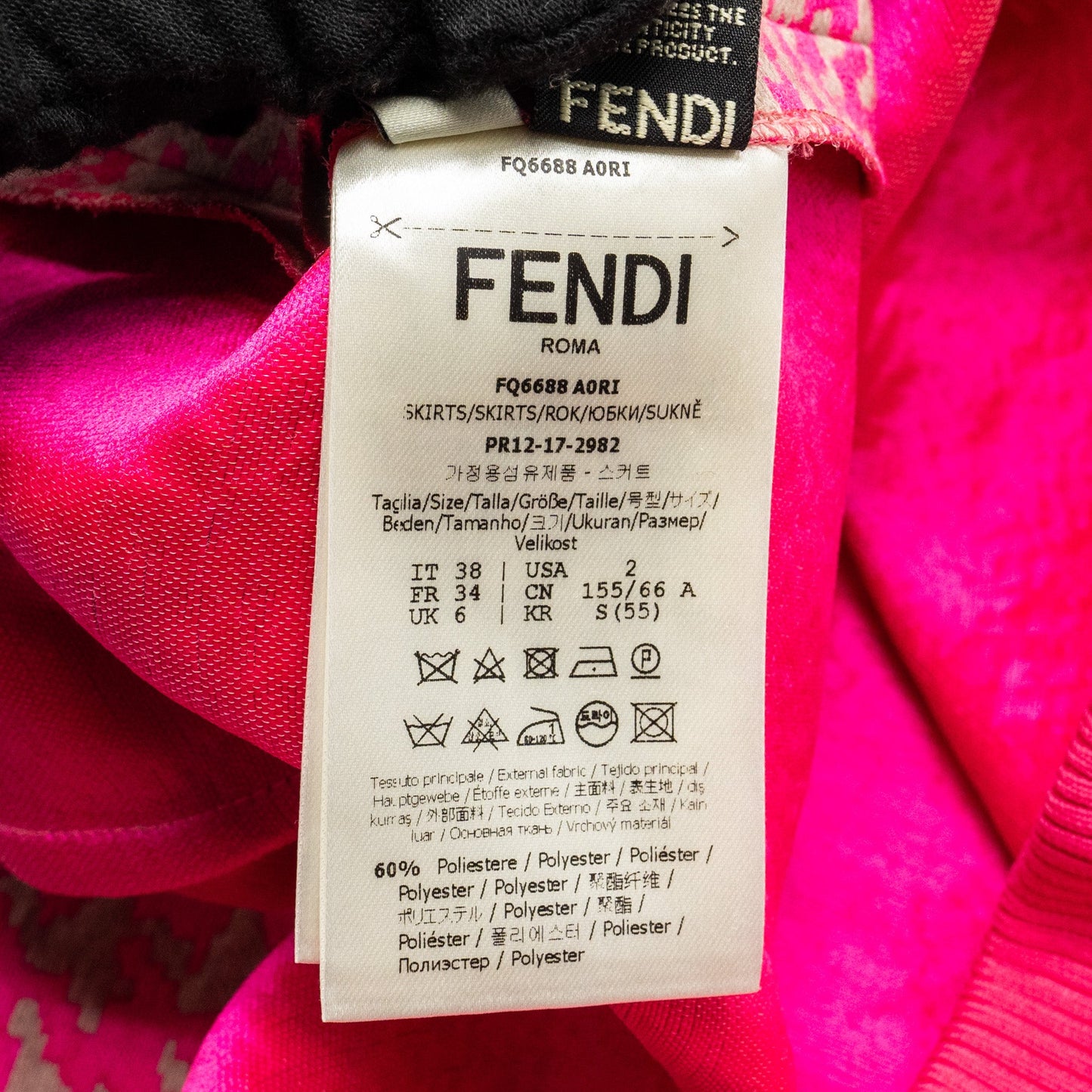 Fendi Size 38 Long Maxi Length Skirt Polyester/Wool/Silk Pink