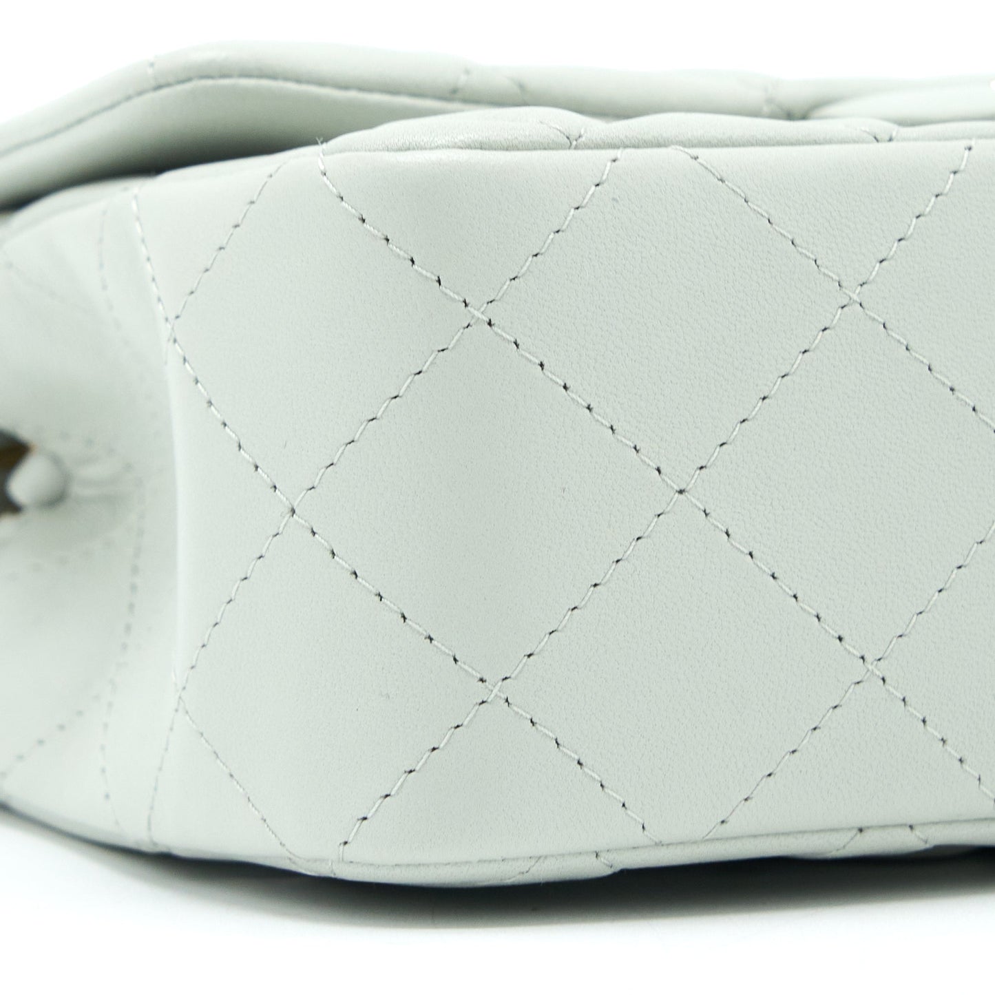 Chanel 23C Mini Rectangular Flap Bag Lambskin Light Grey LGHW (Microchip)