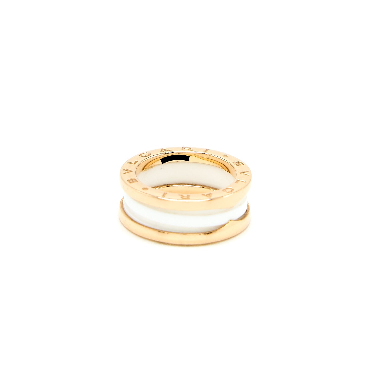 Bvlgari Size 53 B.zero Ring Two Band Rose Gold With Ceramic