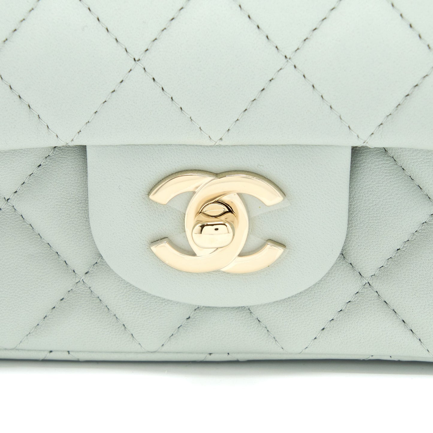 Chanel 23C Mini Rectangular Flap Bag Lambskin Light Grey LGHW (Microchip)